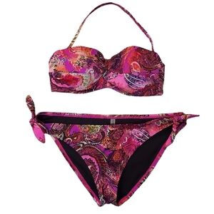 Victoria's Secret Paisley Bikini Set 34D / Large Bottoms